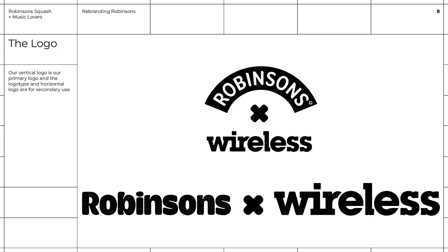 The Robinsons and wireless lockups, stacked and horizontal, from the brand guidelines